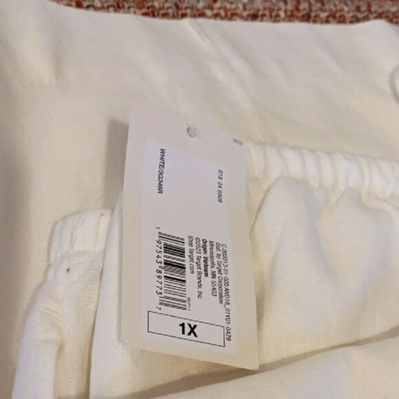 New 1X A New Day Linen Raylon Blend Wide Leg High Rise Pull On Pants Whi… - Picture 6 of 7